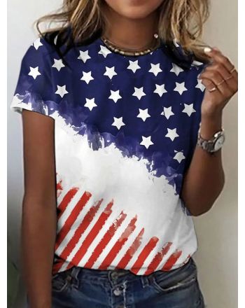 Women's  America Flag Print T-Shirt