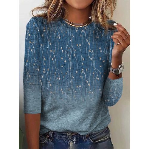 Floral Loose Casual Knitted T-Shirt