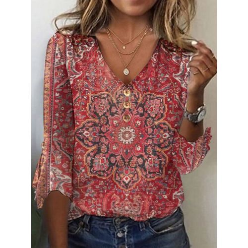 Casual Ethnic Knitted Loose T-Shirt