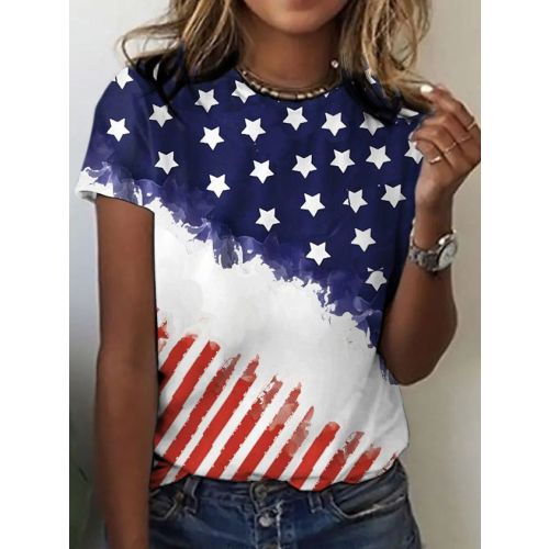 Women's  America Flag Print T-Shirt